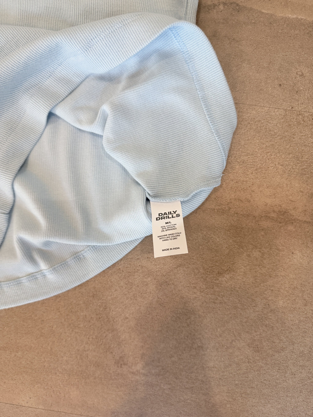 Daily Drills Logo Ribbed Tank - Powder - care label