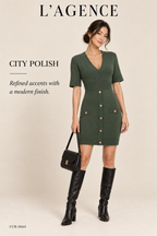 L'AGENCE Kate Knit Mini Dress – Green