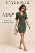 L'AGENCE Kate Knit Mini Dress – Green