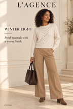 L'AGENCE Storm Boxy Crop Cable Pullover – Ivory/Gold