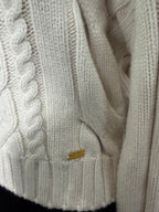 L'AGENCE Storm Boxy Crop Cable Pullover – Ivory/Gold