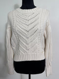 L'AGENCE Storm Boxy Crop Cable Pullover – Ivory/Gold