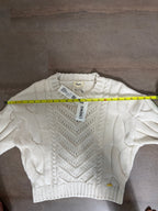 L'AGENCE Storm Boxy Crop Cable Pullover – Ivory/Gold