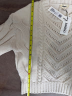 L'AGENCE Storm Boxy Crop Cable Pullover – Ivory/Gold
