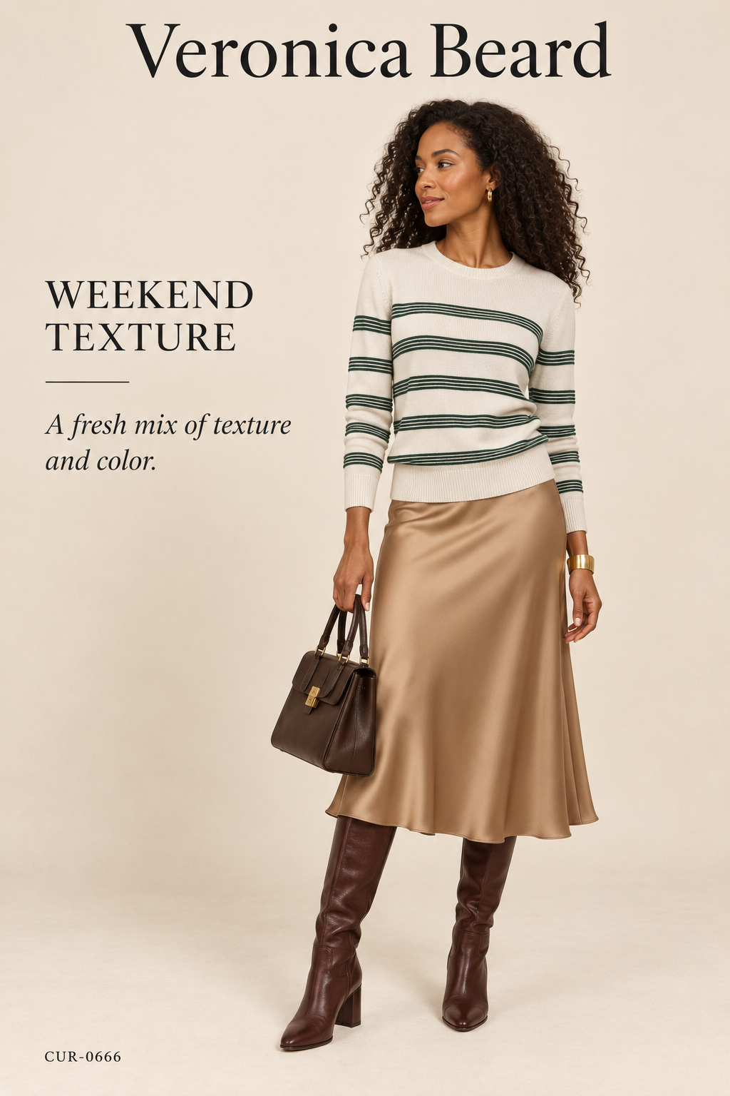 Veronica Beard Merino Wool Striped Crewneck – Cream/Green