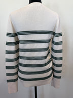 Veronica Beard Merino Wool Striped Crewneck – Cream/Green