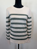 Veronica Beard Merino Wool Striped Crewneck – Cream/Green