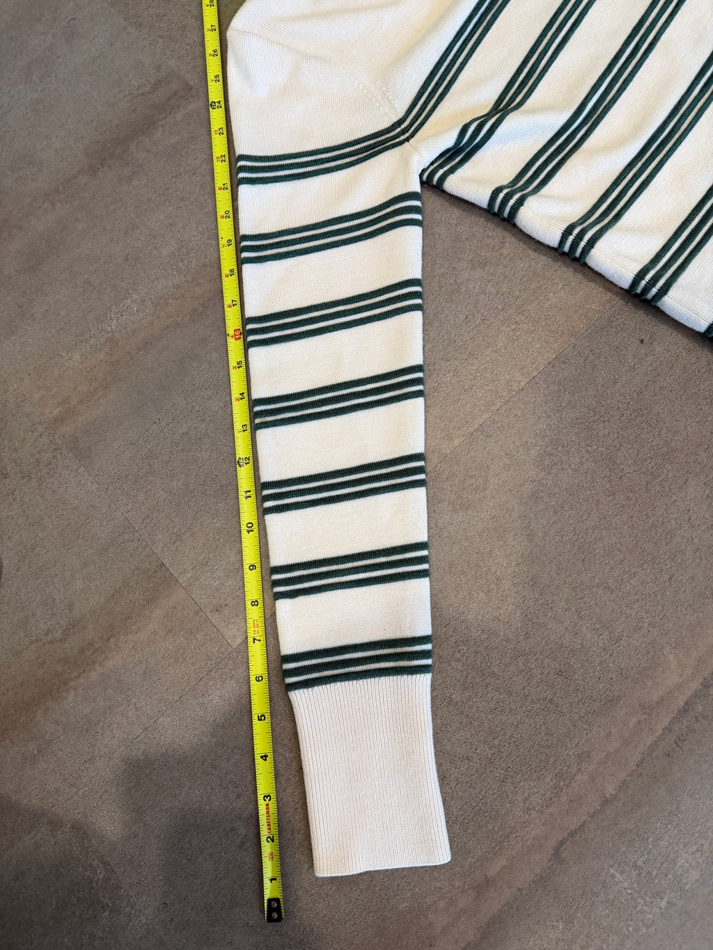 Veronica Beard Merino Wool Striped Crewneck – Cream/Green