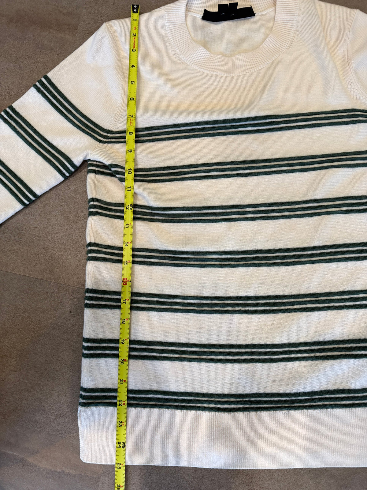 Veronica Beard Merino Wool Striped Crewneck – Cream/Green