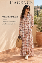 L'AGENCE Cameron Long Shirtdress – White Plaid