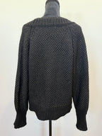 Veronica Beard Mirnie Metallic V-Neck Sweater – Black/Gold