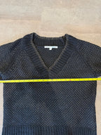 Veronica Beard Mirnie Metallic V-Neck Sweater – Black/Gold