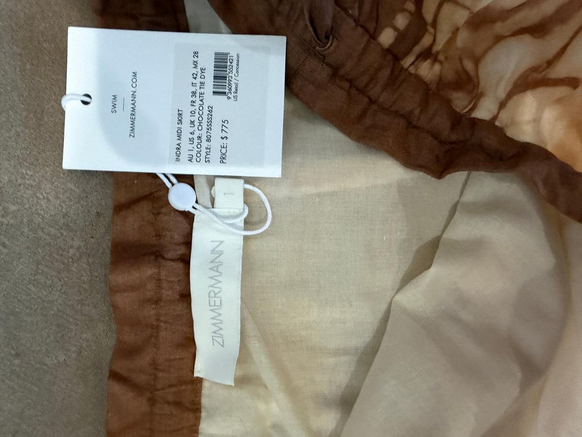 Zimmermann Indra Midi Skirt – Chocolate Tie Dye