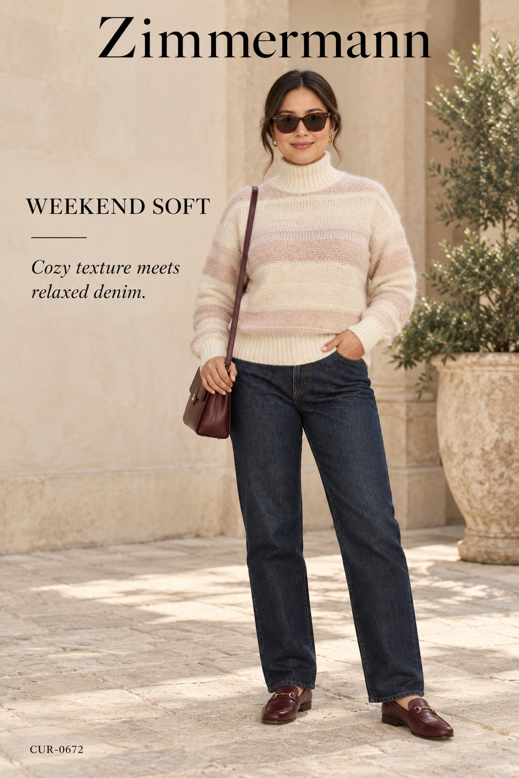 Zimmermann Lyrical Turtleneck Sweater – Cream Stripe