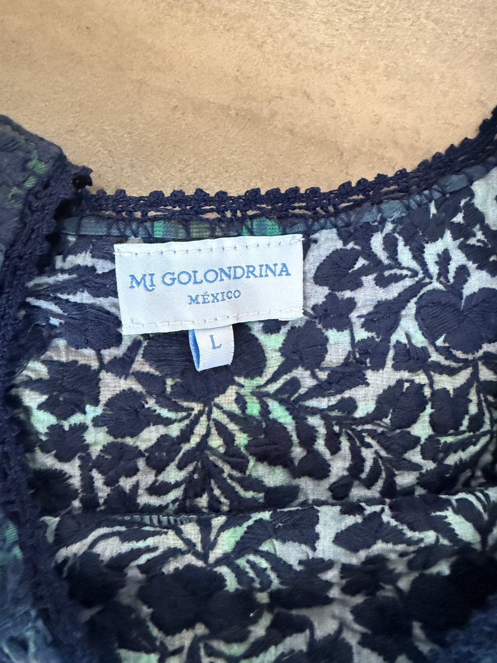Mi Golondrina Handcrafted Plaid Blouse – Green / Navy
