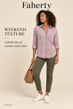 Faherty Button-Down Shirt – Pink / Grey