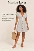 Marine Layer Camila Hemp-Blend Mini Dress – Grey / White Stripe