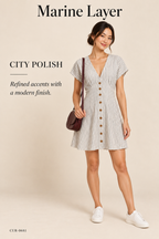 Marine Layer Camila Hemp-Blend Mini Dress – Grey / White Stripe