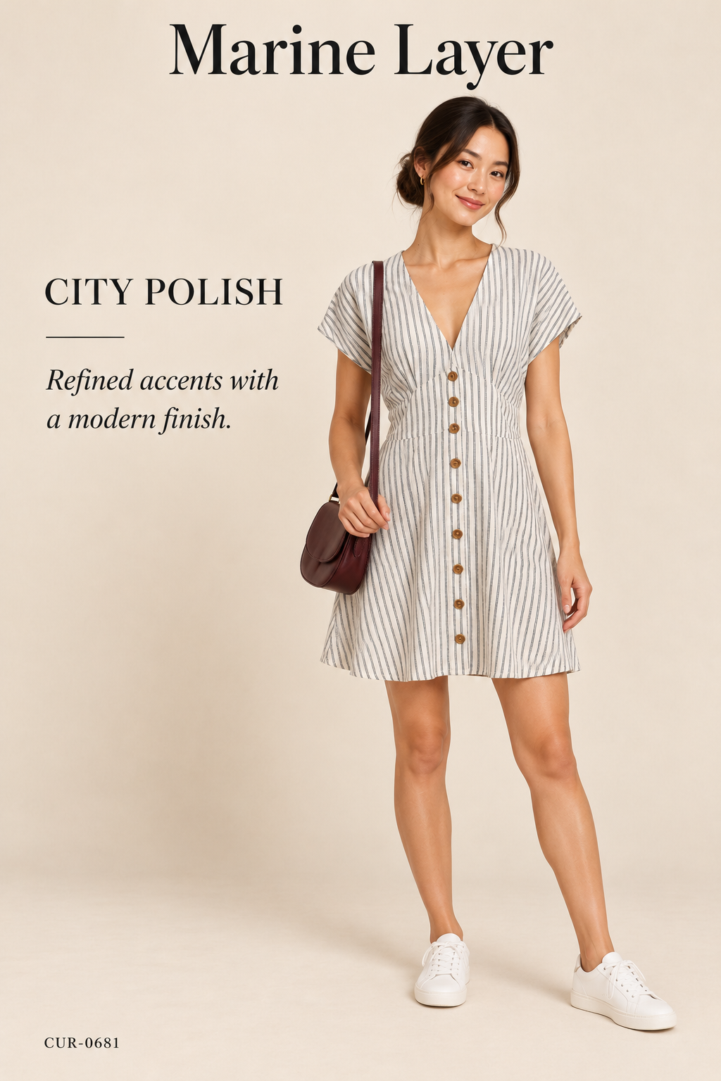 Marine Layer Camila Hemp-Blend Mini Dress – Grey / White Stripe