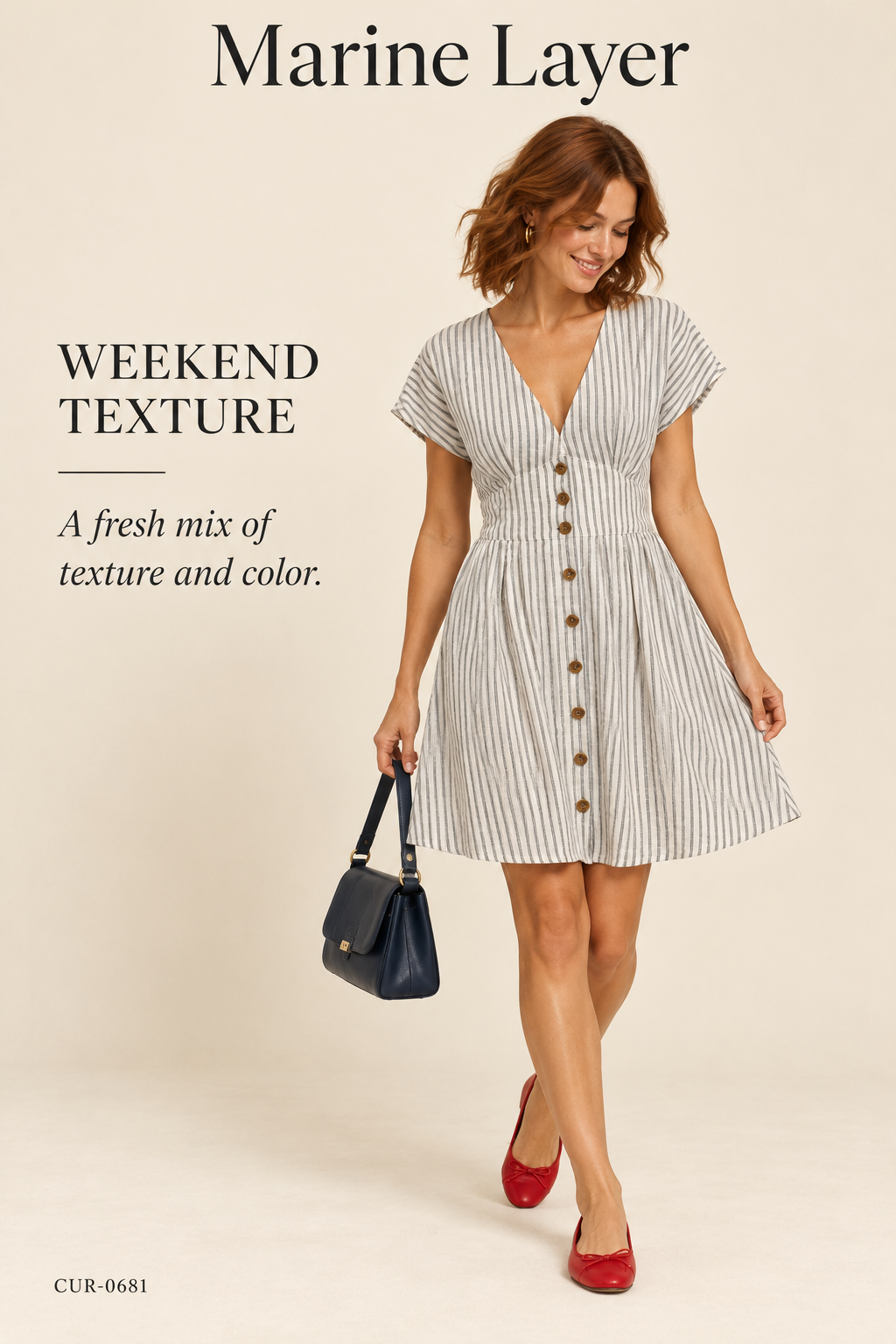 Marine Layer Camila Hemp-Blend Mini Dress – Grey / White Stripe