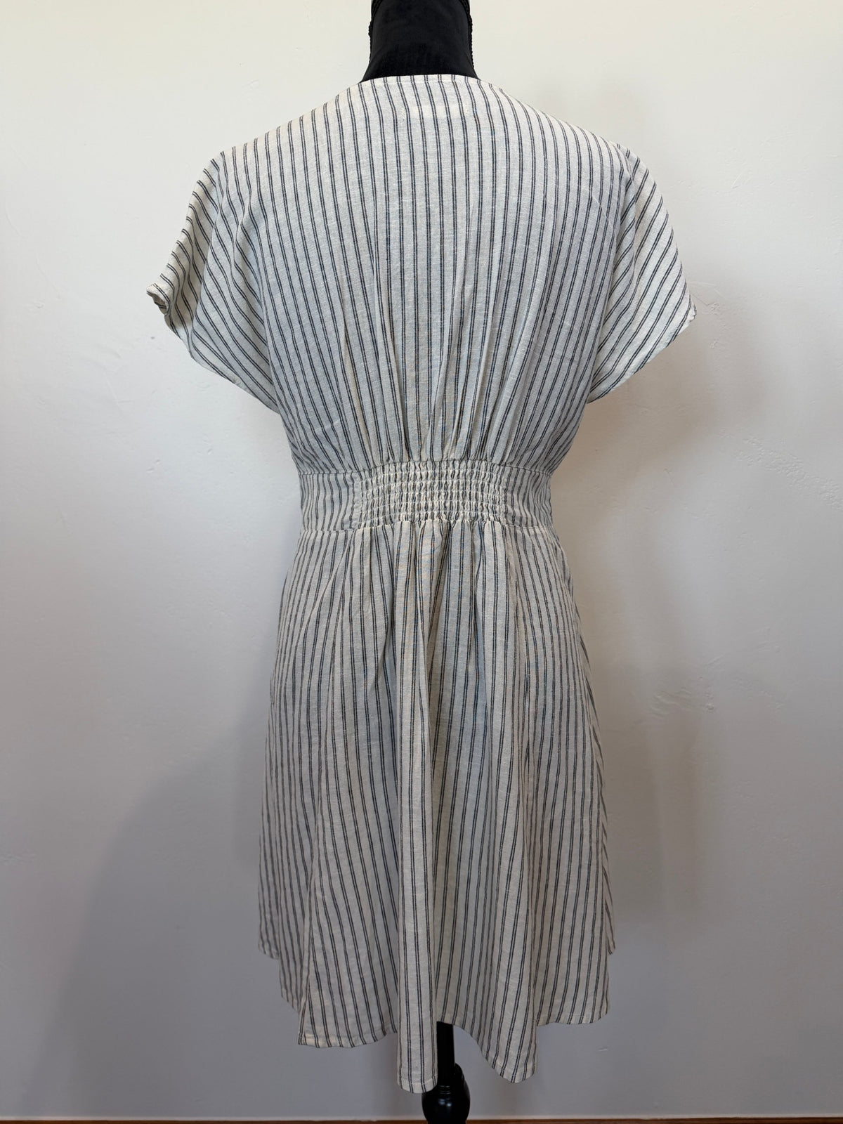 Marine Layer Camila Hemp-Blend Mini Dress – Grey / White Stripe