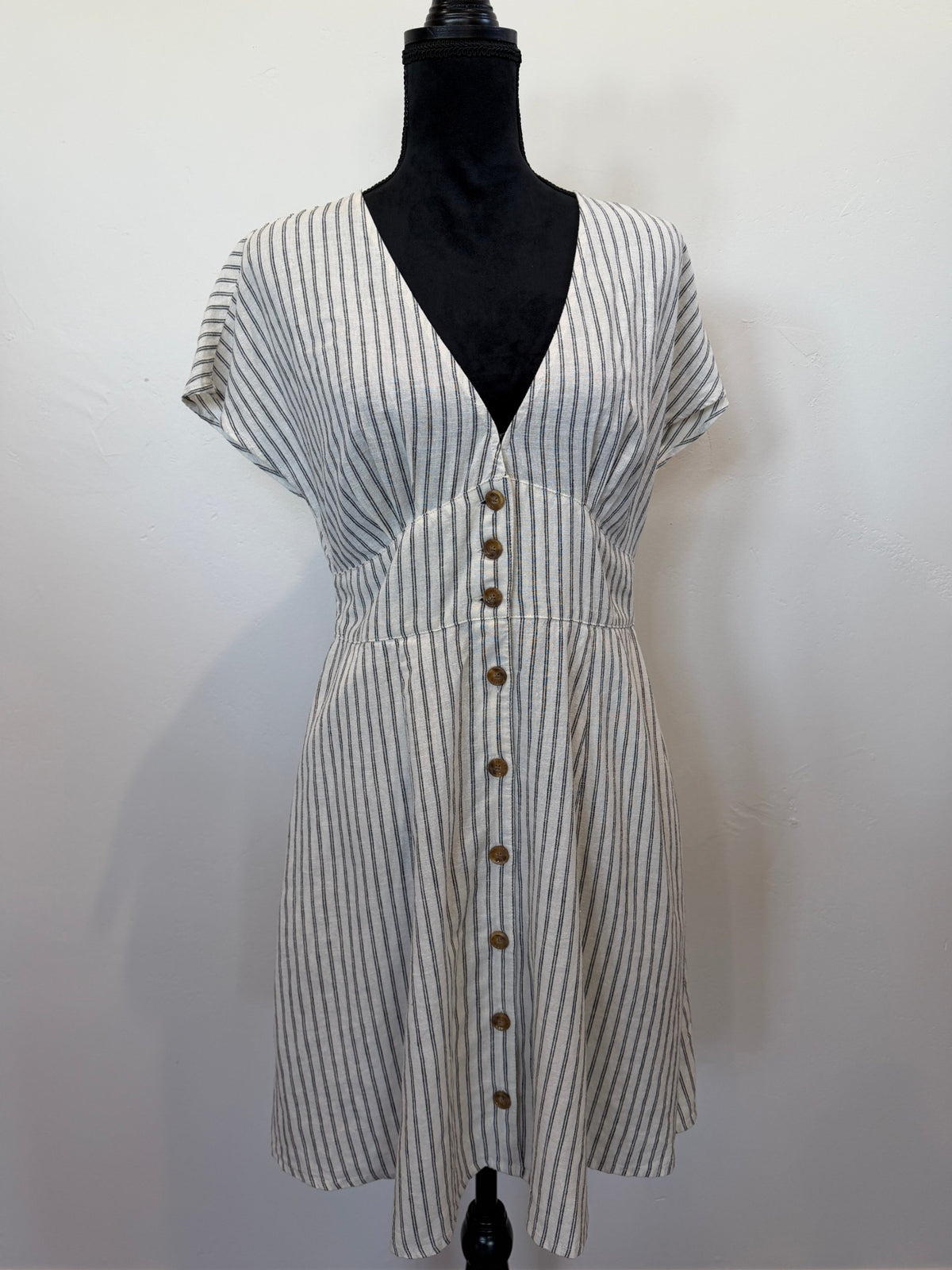 Marine Layer Camila Hemp-Blend Mini Dress – Grey / White Stripe