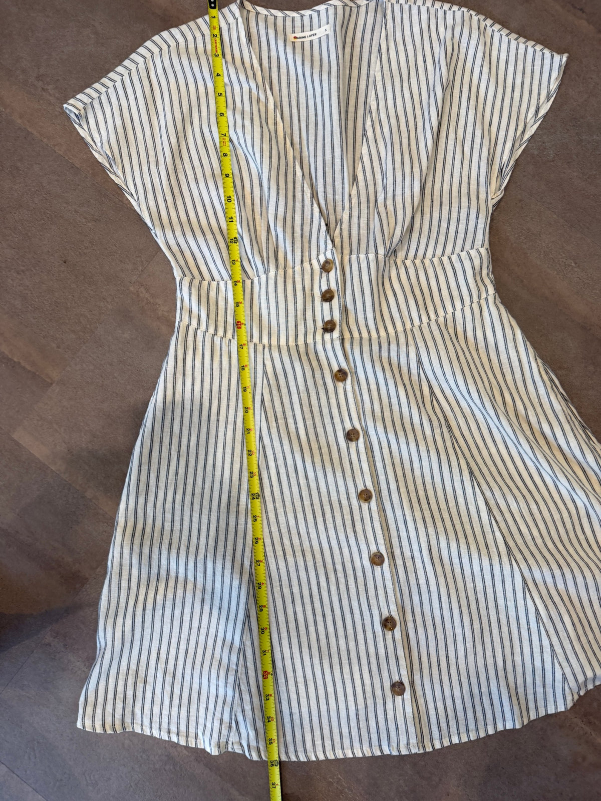 Marine Layer Camila Hemp-Blend Mini Dress – Grey / White Stripe