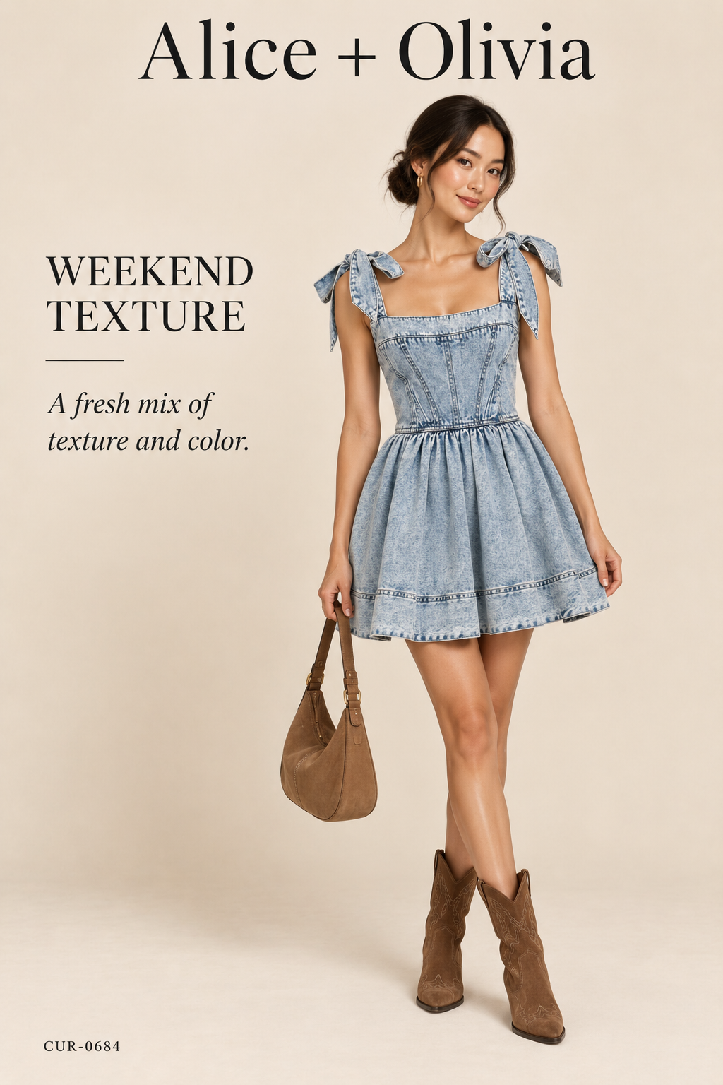 Alice + Olivia Amina Tie-Strap Denim Dress – Blue