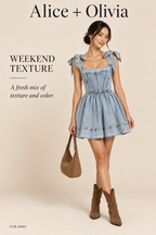 Alice + Olivia Amina Tie-Strap Denim Dress – Blue