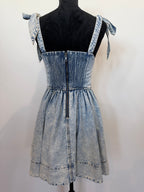 Alice + Olivia Amina Tie-Strap Denim Dress – Blue