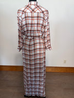 L'AGENCE Cameron Long Shirtdress – White Plaid