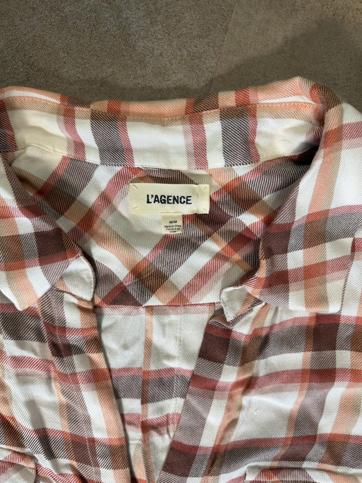 L'AGENCE Cameron Long Shirtdress – White Plaid