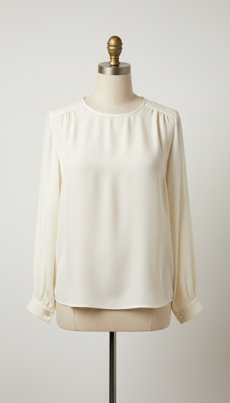 Ivory Silk Blouse with Pearl Buttons
